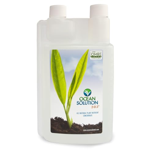 OceanSolution 2-0-3 All Natural Liquid Fertilizer – 32 Oz Concentrated Mineral Fertilizer & Plant Food for Microgreens, Hydroponics, Gardens & Lawns–OMRI Listed, No Odor(1oz per Gallon of Water)
