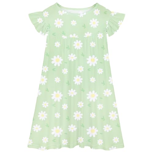 Play Tailor Girls Nightgowns Toddler Princess Nightgown Flying Sleeves Kids Pajamas Sleepwear for Girl Teen Green 3-4Y
