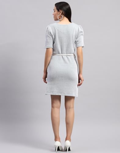 Image of Monte Carlo Womens Striped Round Neck Half Sleeve Regular Fit Dress (224065407)