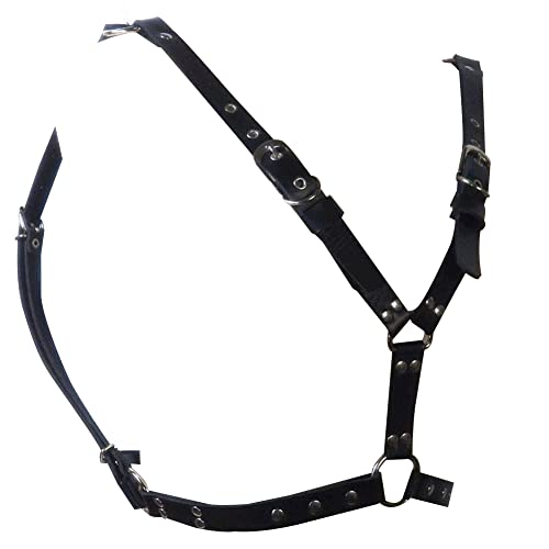 Leather Body Chest Half Harness Suspenders Black Punk Chain Belt Adjustable Straps Buckle Rings for Men Clubwear Costume3