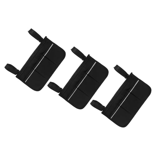 Organisateur fauteuil roulant 3 pièces noir sac de rangement accoudoir