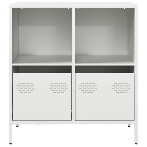 Aparador blanco de acero 68x39 cm con 2 cajones y compartimentos 5