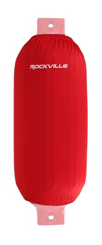 Rockville C1030R 10in x 30in Boat Fender Cover, Red Stretch Fabric, Fits 9.5-10.5in Thick Fenders, Double-Stitched