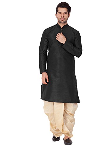 Image of VASTRAMAY Men's Silk Blend Kurta and Dhoti Set