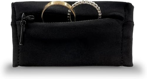 RingHero Wristband Ring Holder: Secure Wedding & Engagement Ring Pouch for Gym, Travel & Work | Prevent Loss & Damage | Hidden Zippered Pocket for Valuables | 4-Way Stretch - Black