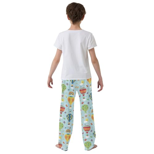 Hot Air Balloon Panda Boys Long Pants Soft Trousers Elastic Waist Kids Lounge Bottoms with Pockets S-XL3