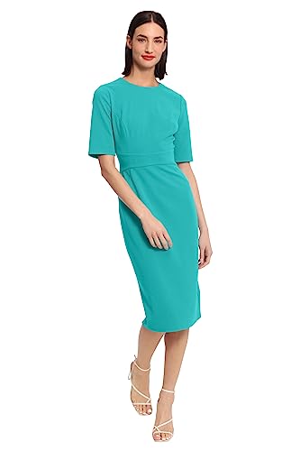 Image of Donna Morgan Women's Curved Waist Seam Crepe Workwear Dress Career Office Desk to Dinner Event Occasion Guest of