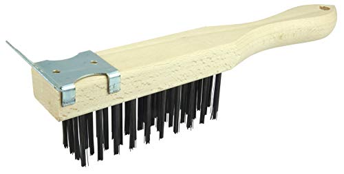 Image of Weiler 44069 0.012 inch Wire Size, 5-1 /2 inch Brush Length, 11-1 /2 inch X 1-1 /2 inch Block Size, 4 X 11 No. of Rows, Steel Bristles, Heavy-Duty Scratch Brush with Scraper, Made in the USA