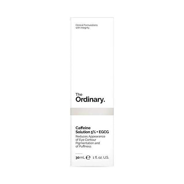 The Ordinary Caffeine Solution 5% + EGCG, Depuffing Eye Serum for Dark Circles and Tired Eyes, 1 Fl Oz