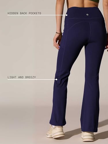Image of CAVA Women's All Day Flex Flare Pants | High-Waist Flared Yoga Pants with Wide Waistband, 3 Pockets & Anti-Camel Toe | Stretchy, Flattering Activewear for Work & Everyday Wear