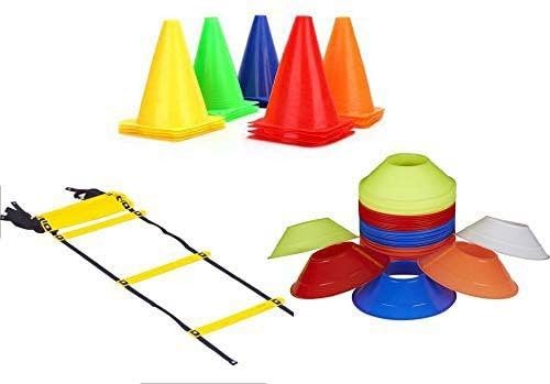 HACKERX Sports Fitness Best Training Kit Ladder 10 Space Marker 6 Cone 6inches Football & Fitness Kit ()-image-29