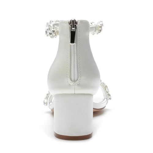 Chunky Heel Wedding Sandals Open Toe Low Block Heels Rhinestones Women Heeled Sandal4