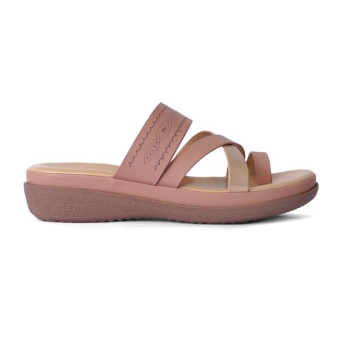 Image of YOHO Evergreen Slides Cross Strap Sandals for Women | Stylish, Comfortable Orthopedic & Anti Skid | Office, Summer, Beach, Casual Wear Flats for Ladies /Girls