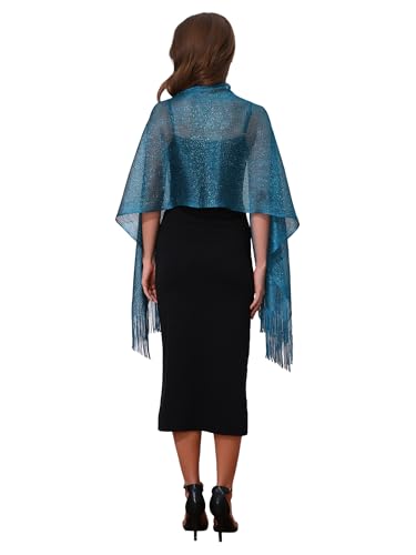 Women Shawls and Wraps for Evening Dresses, Bling Sparkly Shiny Shimmer Dressy with Buckle2