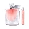 طقم عطر لانكوم لا في إست بيل أو دو بارفان للنساء - عطر يدوم طويلاً مع روائح السوسن والباتشولي والفانيليا الدافئة والسكر المغزول - يتضمن الحجم الكامل 3.4 أونصة سائلة وحجم السفر 0.34 أونصة سائلة