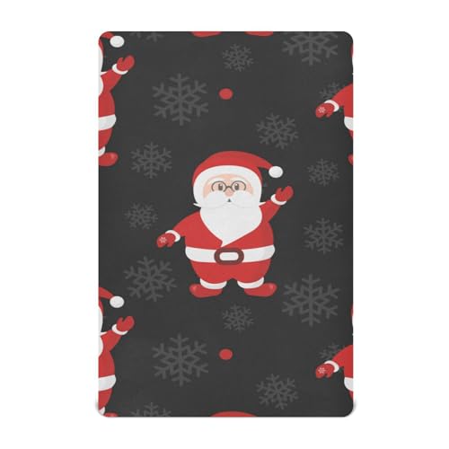 Moudou Christmas Santa Claus Playard Sheet for Boy Girls, Soft Breathable Fitted Toddler Sheet for Standard Playard Bed Mattress, 39 x 27 x 5 Inch