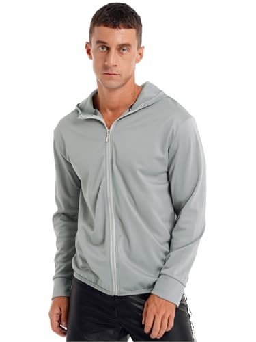 YiZYiF Men Long Sleeves UPF 50+ Protection Hooded Lightweight Full Zip SPF UV Jacket Top Hiking Fishing Shirt