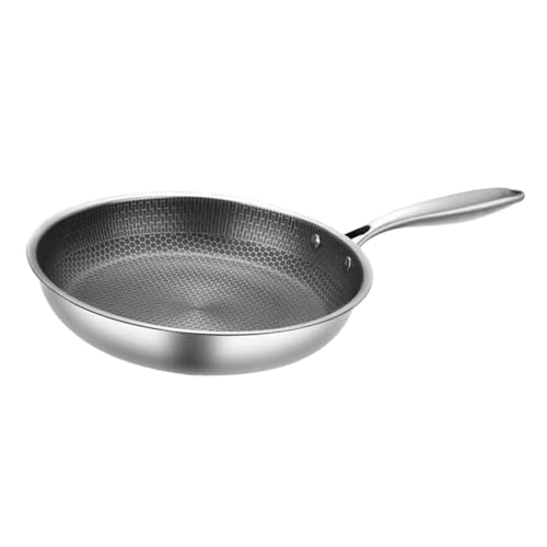Wok de acero inoxidable con diseño Honeycomb 18.1x10.2x1.9in miniatura 2