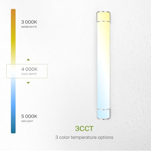 Image of ASD LED 48 inch Vanity Flush Mount Light Fixture, Linear Bathroom Lighting Bar | 3CCT, Dimmable, Energy Star, ETL Listed | 35W 3200LM 3000-5000K 120V | Long Tube Bath Wall Sconce Over Mirror | Nickel