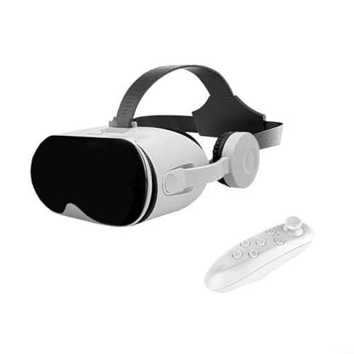 BlissfulAbode Virtual-Reality-Headset, kompatibel mit 5,5–6,7 Zoll für iOS für Android-Handys, für 3D für VR-Brille, 110° FOV, integriertes Audio, Controller für immersive Gaming-Filme (weiß)