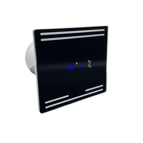 AirTech-UK Bathroom Extractor Fan, 100mm, Black Glass