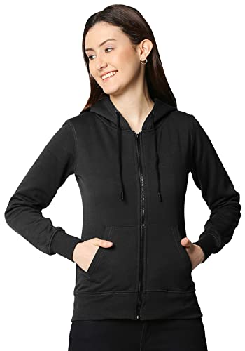 Wear Your Opinion Women's Cotton Hooded Neck Regular Fit Hoodie (Wyo004635Jktf-F-Xl-Black_Black_Xl)