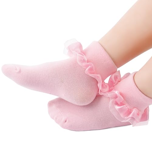 4 Pairs Baby Girl Ruffle Socks Frilly Lace Cotton Trim Dress Cute Sock Gifts For 0-36 Months Toddler2