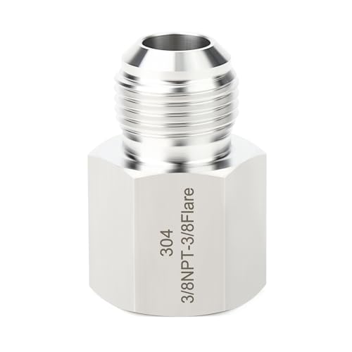 Image of TAISHER 5PCS Forging of 304 Stainless Steel Tube Flare Fittings, 3 /8 inch Male Flare x 3 /8 inch NPT Female, Half Union