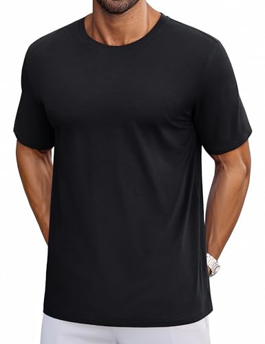 Cotrasen Mens T-Shirts Short Sleeve Cotton UPF 50+ Lightweight Moisture Wicking Cooling Casual Crew Neck Basic Tee Shirts