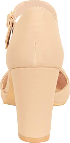Cambridge Select Women's D'Orsay Mary Jane Chunky Block Heel Pump,9,Taupe Nbpu - Image 3