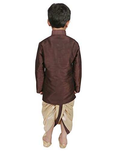 Image of SG YUVRAJ Boy's Raw Silk Kurta Dhoti Set