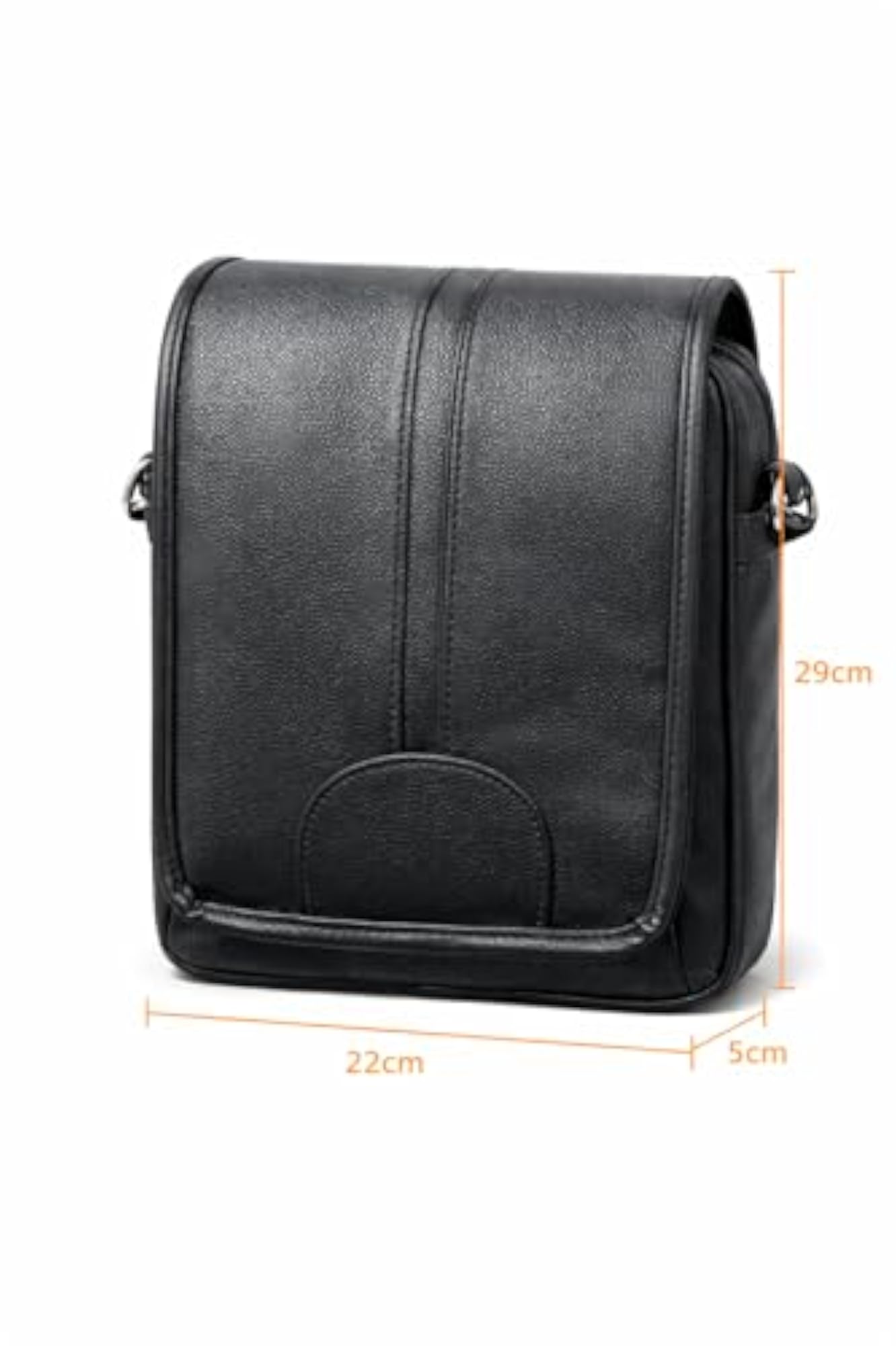 Men's Black Faux Leather Vertical Crossbody Messenger Sling Bag