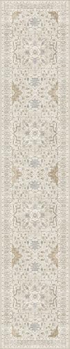 Madane Runner Rugs for Hallway 2x10 Long Washable Non-Slip Hallway Runner Rug Low-Pile Stair Kitchen Runner Soft Throw Carpet for Entrance Living Dining Laundry Room (Beige/Blue, 2 x 10)