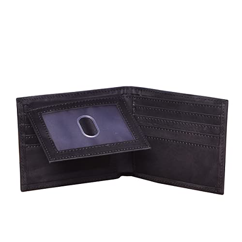 Genuine Leather Passport Wallet for Men Bi Fold Ultra Thin with ID Window Travel Size (Black)3
