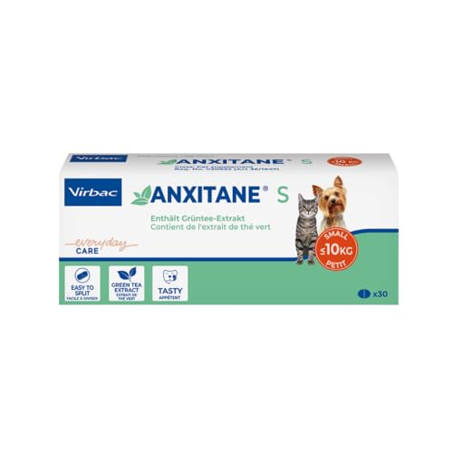 Virbac Anxitane S | 30 Tabletten | Ergänzungsfuttermittel für Katzen & kleine Hunde | Mit L-Theanin