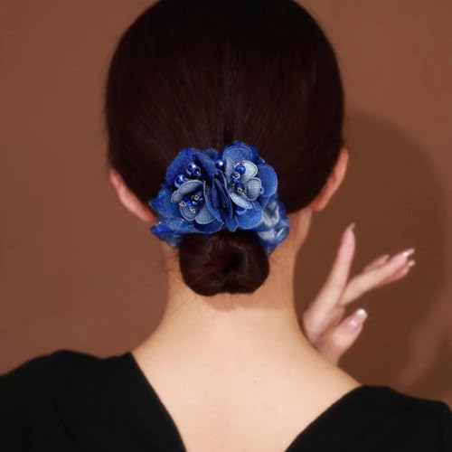 Ctdwnt CTDWNT-F2FAC0 Flower Hair Scrunchies For Women,Rhinestone Elastic Hair Bands,Large Organza Elastic Hair Ties thumb #5