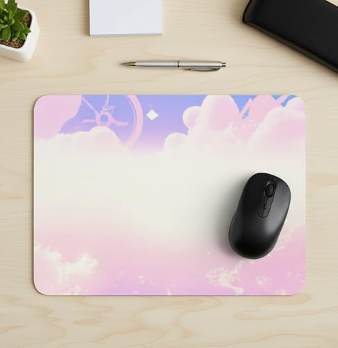 Dreamy Purple Pink Clouds Stars Desk Mat Cute White Gaming