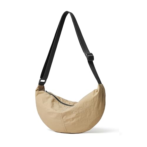 Nylon Crossbody Bag For Women Men Casual Lightweight Crescent Shoulder Hobo Purse With Wide Adjustable Strap