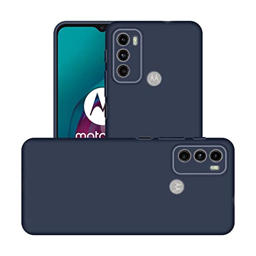 Image of Case Creation Liquid TPU Silicone Cover for Moto G60 Soft Case,Anti-Dirty Slim Case Frosted Matte Candy TPU Raised Bezel (Splash of Color) Back Case Cover for Motorola Moto G60 -Navy Electric Blue