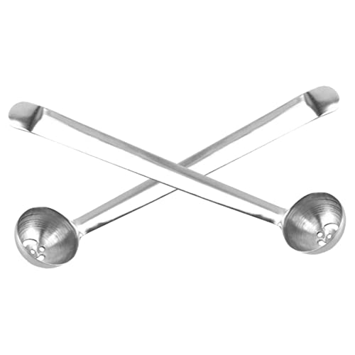 Alipis Stainless Steel Cherry Spoon Strainer 2 Piece Set Long Handle Serving Spoons for Draining Jars Olives