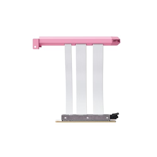 Image of Hyte PCIe 5.0 Hyper Riser - PCI Express Gen 5.0 Luxury Vertical Riser Cable with Reinforced Metal Slot for Vertically Mounted GPU - Strawberry Milk (Pink)