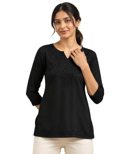 Image of QAZMI Women's Cotton Embroidered Regular Kurta