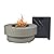 BAIDE HOME 32.5-inch Outdoor Gas Fire Pit with 20lb Propane Tank Cover Table, 50,000BTU Propane Gas Fire Pits for Outside Patio w/Round Burner Lid, Glass Rocks, Pre-Attached 10ft External Gas Hose