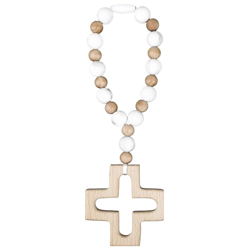 Sumalon Cross Baptism Silicone Rosary First Communion Rosary Collection Shower Christian Communion Gifts (Long White)