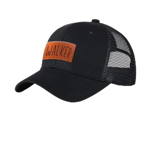 Rucekia Personalized Toddler Baby Mesh Cap: Custom Name Baseball Cap with Adjustable Snapback, Personalized Gift Sun Protection Trucker Hat for Infants Kids Adults (Black)