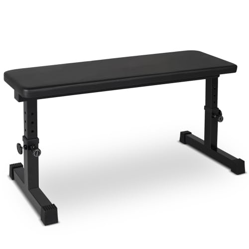 Banco de pesas plano – Banco de entrenamiento de altura ajustable para el hogar, compacto y estable, banco de fitness para entrenamiento de pesas cortas, entrenamiento de fuerza de cuerpo completo