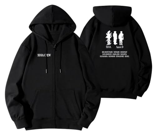 REIK SUGA Kpop chamarra para hombre BTS Hiphop Solo cremallera sudadera con capucha...