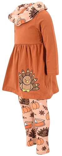 Image of Unique Baby Girls Kids Toddler 3pc Outfit Set Long Sleeve Soft Knit Tunic Top Leggings and Scarf