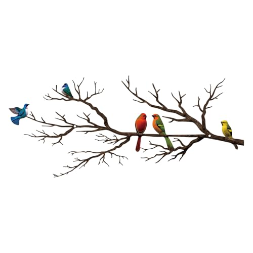 ESTART Wanddekoration mit Vögeln aus Metall, lebendige Vögel auf AST,...