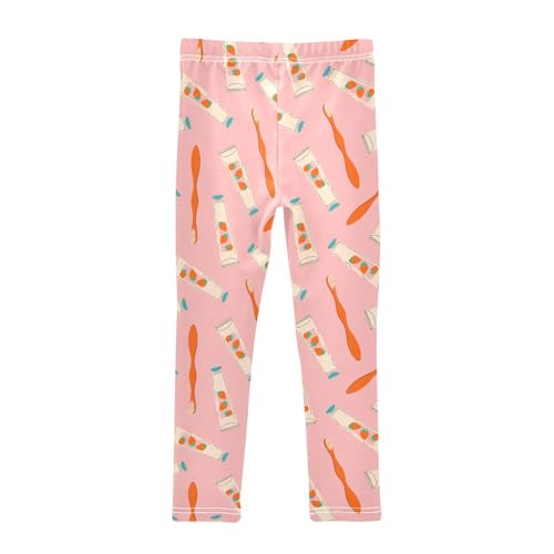 Toothbrush Toothpast Girls Leggings,Workout Leggings for Girls Toddler Athletic Legging Size for 3-10T2